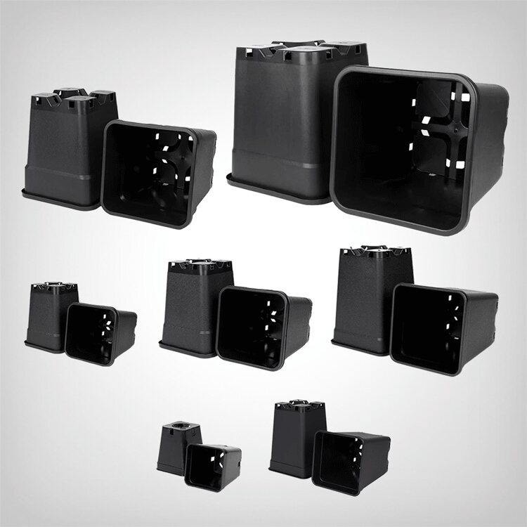 Plant pot, squared/black, 2 – Growmart